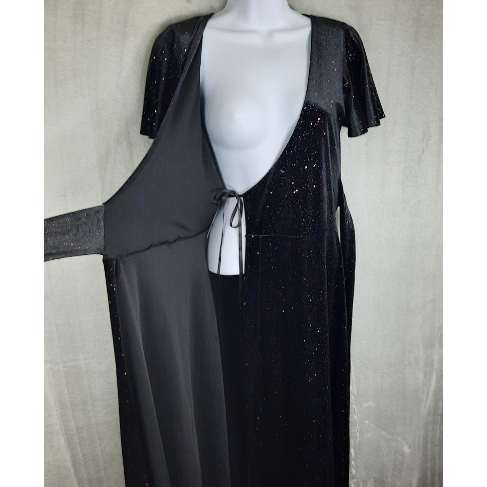 BlackMilk All That Glitters Black Velvet Wrap Midaxi Dress Small Whimsigoth Vamp - Picture 8 of 16